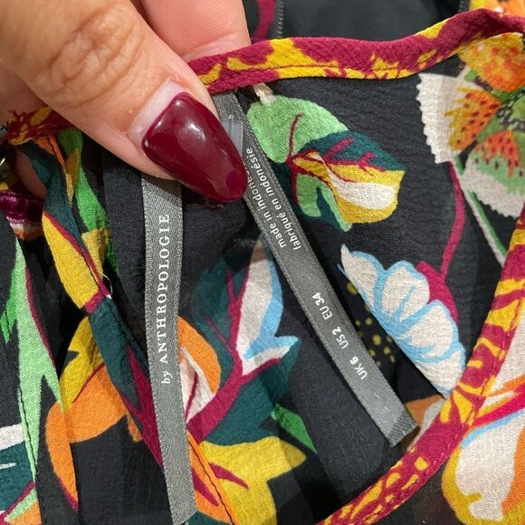 Anthropologie Adair Velvet-Trimmed Midi Dress Size 2 - Picture 7 of 8